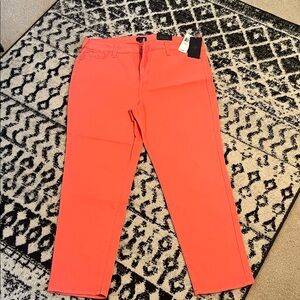 NYDJ Straight Leg Jeans in Vibrant Coral